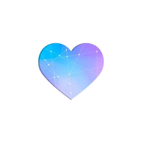 Blå Hjärta Symbol Vit Bakgrund Universum Anslutning — Stock vektor