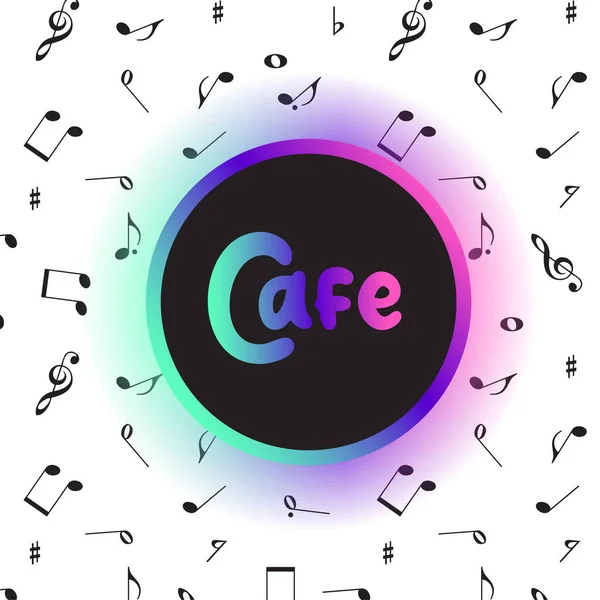 Een Café Ontwerp Met Muzikale Noten Achtergrond — Stockvector