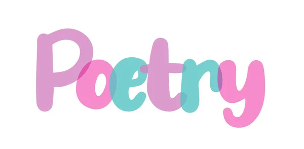 Poesia Segno Segno Tipografico Lettering Titolo Rosa Viola Blu Combinazione — Vettoriale Stock