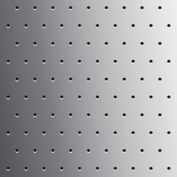 Perforerad Metall Silver Bakgrund Med Små Hål Industrimaterial Panel — Stock vektor