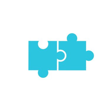 Beyaz arkaplanda İşbirliği Bulmacası Simgesi. Sembol. Mavi simge setinden.