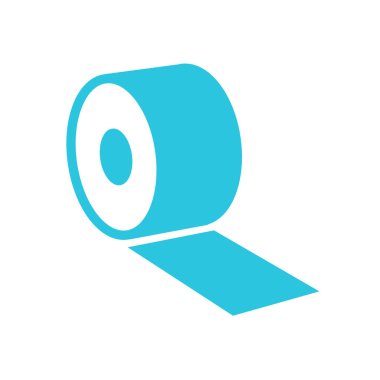 Sholder kineziyoloji bandı, beyaz arkaplanda nesnenin stilize edilmiş sembolü. Mavi simge setinden.