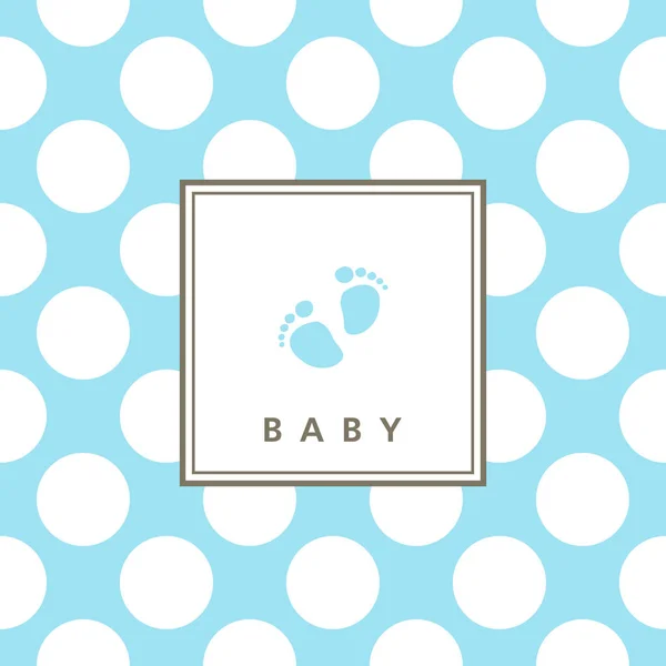 Erkek Bebek Varış Kartı Doğum Günü Partisi Polka Nokta Deseni — Stok Vektör