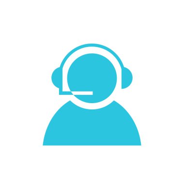 Operatör simgesi, sembol, işçi avatarı, kişi, beyaz arkaplanda mavi simge, mavi simge kümesinden