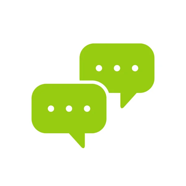 Discorso Chat Icona Conversazione Design Piatto Icona Verde Sfondo Bianco — Vettoriale Stock