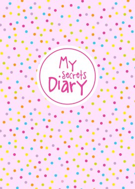 Sırlar günlük şablonu, pembe arkaplandaki renkli noktalar