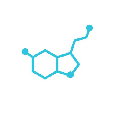 Serotonin antik molekül sembolü. Mavi simge setinden.