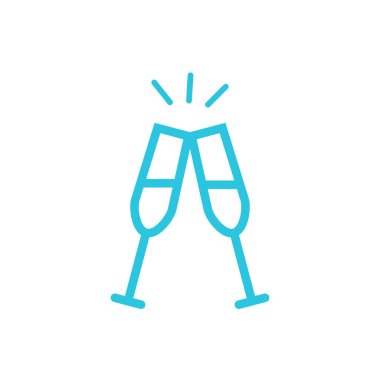 Şampanya kadehleri tokuşturarak. - Şerefe. Mavi simge setinden.