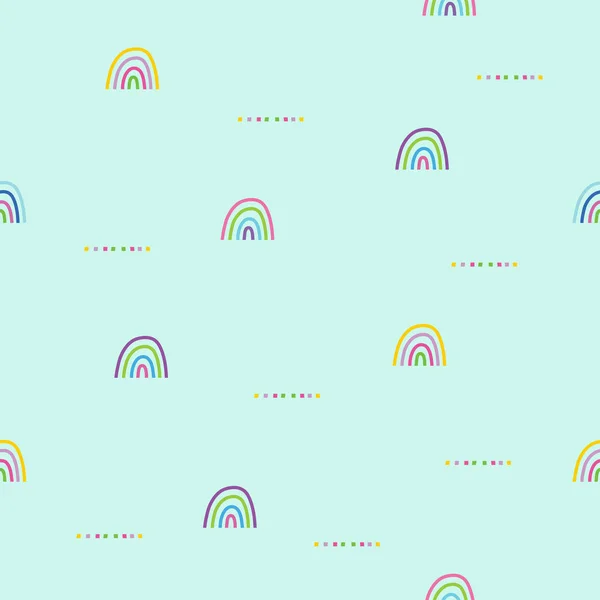 Light Weather Rainbow Seamless Pattern Background Light Blue Background — Stock Vector