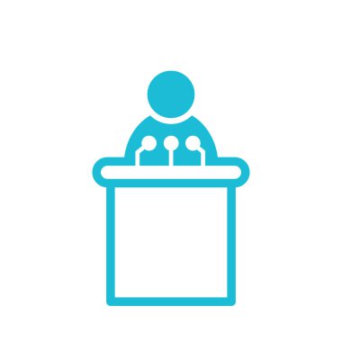 Basın odası toplantı konferansı simgesi, avatar, insanlar beyaz arkaplan