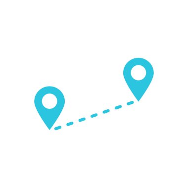 Seyahat mesafesi simgesi. Mavi simge setinden.