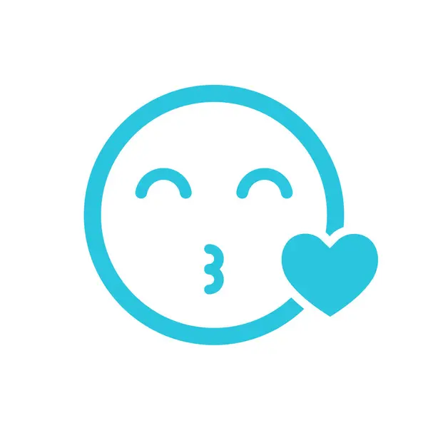 Kiss Emoji Icon Blue Icon Set — Stock Vector