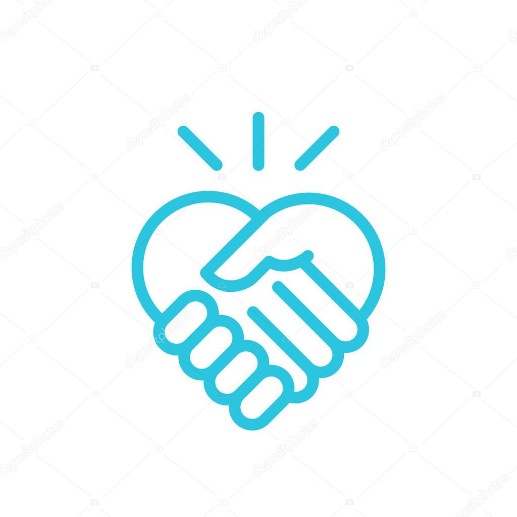 Hand shake icon. From blue icon