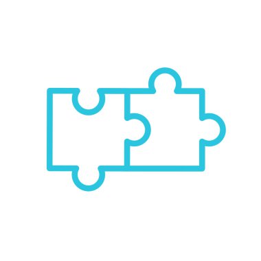 Beyaz arka planda tesadüf yapboz simgesi. Sembol. Mavi simge setinden.