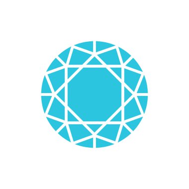 Değerli yuvarlak parlak elmas. Mavi simge setinden.