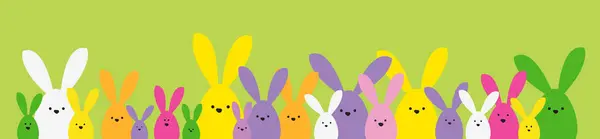 Lkbahar Paskalya Bayrağı Paskalya Tavşanı Ailesi Tasarım Ögesi — Stok Vektör