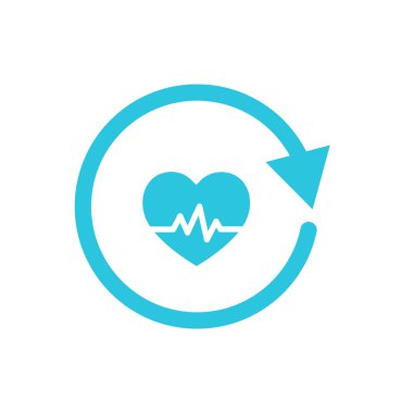 Kalp atışı. Yaşam süresi, yaşam döngüsü ikonu. Mavi simge setinden.