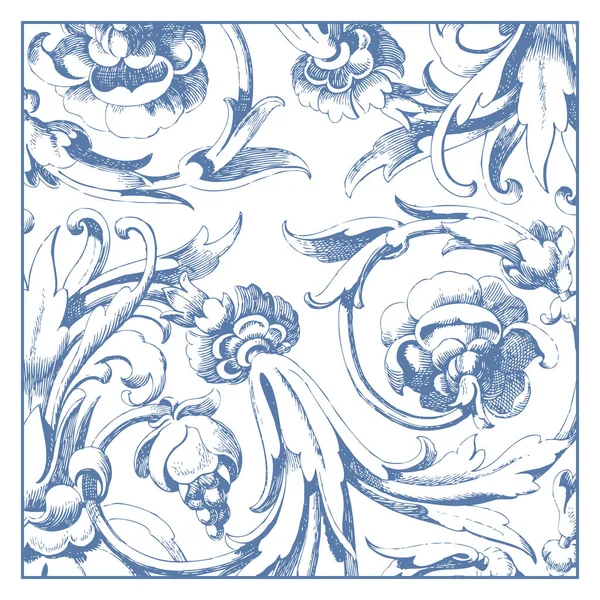 Historical Floral Pattern Tile Background Design — Stock Vector