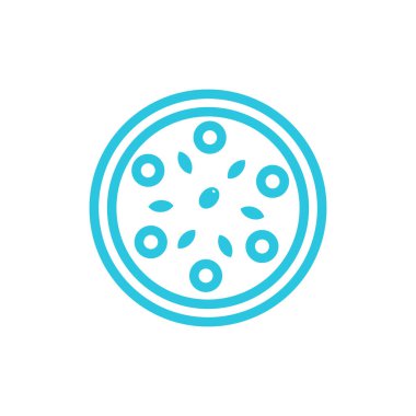 Margherita. Pizza, zeytin, domates, mozarella, kekik, fesleğen. Brom mavi simge seti.