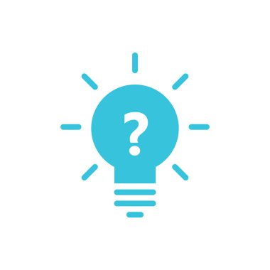 Nasıl, problem çözme ikonu. Ampul fikri. Mavi simge setinden.