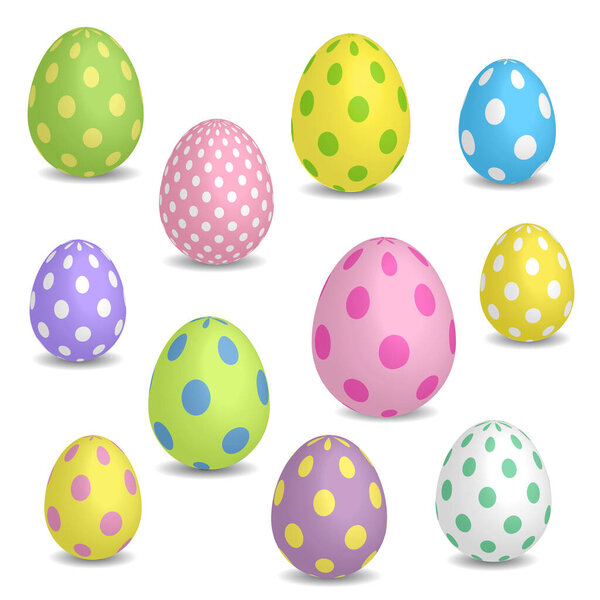 3D Easter eggs, Colorful set.