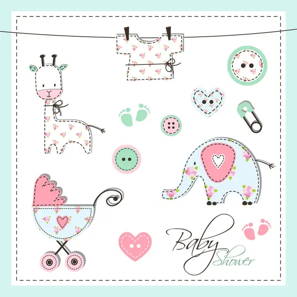 Baby Boy Baby Girl Shower Design Elements Cute Scrapbook Design Royalty Free Stock Vectors
