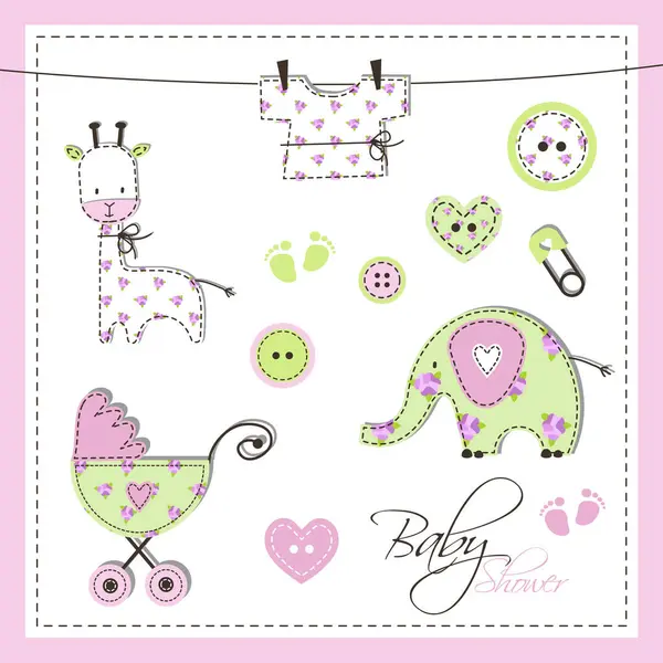 Baby Boy Baby Girl Shower Design Elements Cute Scrapbook Design Stock Illustration