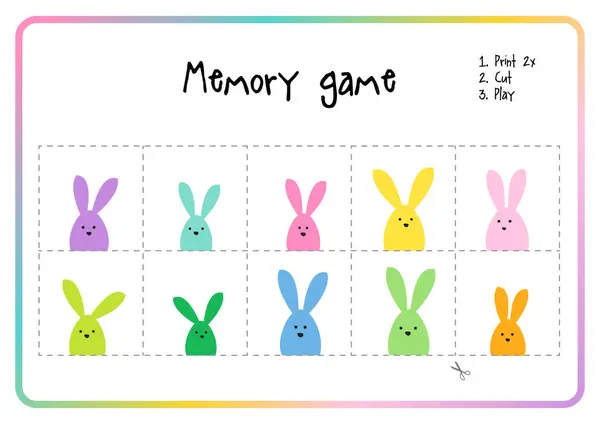 Play Memory Game Easter Bunny Family Printable Print Cut Play — Stock Vector