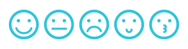Känslor Emoji Ikoner Emoticon Känslor Isolerad Vit Bakgrund Från Blå Vektorgrafik