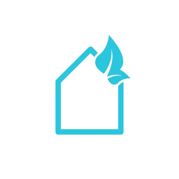 Eco House Icon Isolated White Background Blue Icon Set — Stock Vector