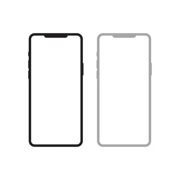 Dois Smartphones Mockup Vista Frontal Isolado Sobre Fundo Branco Gráficos Vetores