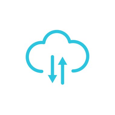 Bilginin kaynağı. Bulut transferi. Beyaz arka planda izole edilmiş. Mavi simge setinden