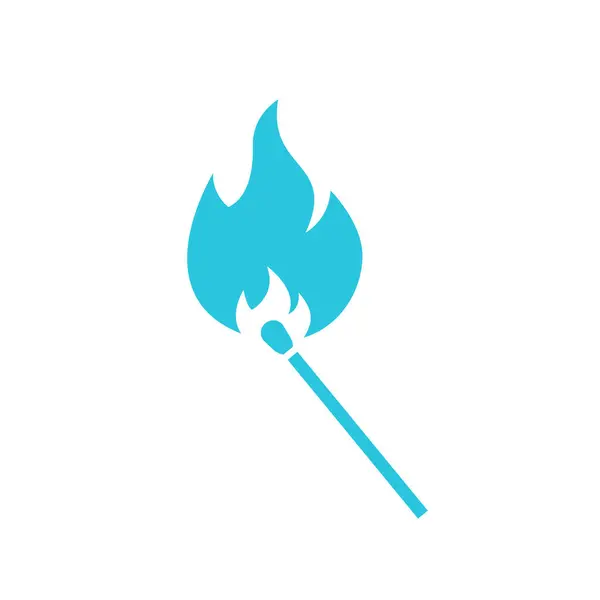 Burning Match Icon Isolated White Background Blue Icon Set — Stock Vector