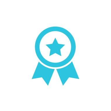 Yıldızlı kahraman rozeti. Beyaz arka planda izole edilmiş. Mavi simge setinden