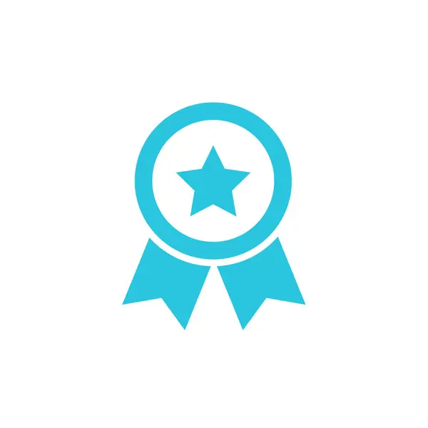 Distintivo Herói Com Estrela Isolado Fundo Branco Conjunto Ícone Azul —  Vetores de Stock