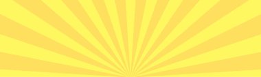 Banner, sarı gündoğumu güneş ışınları, arkaplan çizgileri, ışık