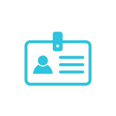 Kimlik kartı simgesi. Beyaz arka planda izole edilmiş. Mavi simge setinden.