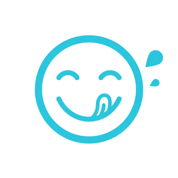 Läcker Smak Emoji Uttryck Isolerad Vit Bakgrund Från Blå Ikon Royaltyfria Stockvektorer