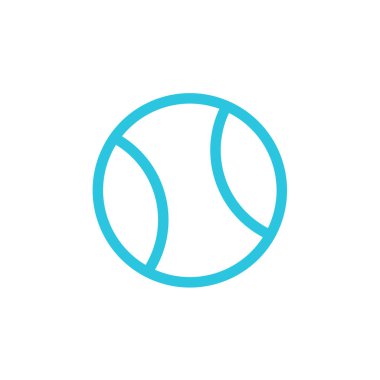 Tenis topu. Beyaz arka planda izole edilmiş. Mavi simge setinden.