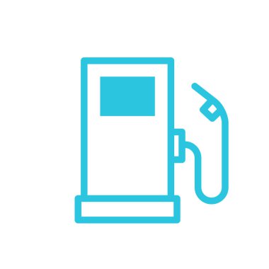 Benzin istasyonu ikonu dolduruluyor. Beyaz arka planda izole edilmiş. Mavi simge setinden.