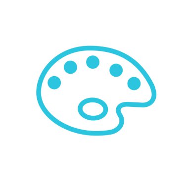 Boyacı palet simgesi. Beyaz arka planda izole edilmiş. Mavi simge setinden.