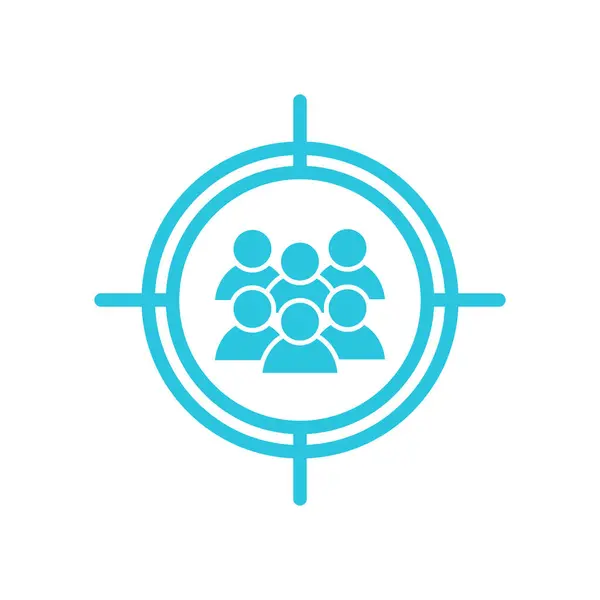 Εικονίδιο Ομάδας Κοινού Business Target Απομονωμένο Λευκό Φόντο Από Μπλε Διάνυσμα Αρχείου