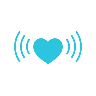 Titreşimler. Kalp atışı ikonu. Beyaz arka planda izole edilmiş. Mavi simge setinden.