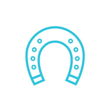 Şanslı at nalı ikonu. Beyaz arka planda izole edilmiş. Mavi simge setinden.