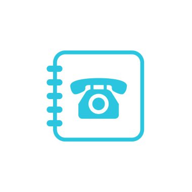 Telefon rehberi simgesi. Beyaz arka planda izole edilmiş. Mavi simge setinden.