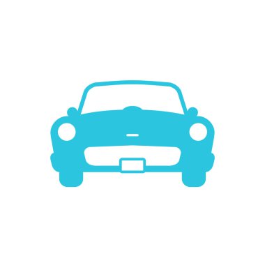 Araba, eski Cabriolet simgesi, beyaz arka planda izole edilmiş. Mavi simge setinden.