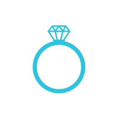 Elmas yüzük ikonu. Beyaz arka planda izole edilmiş. Mavi simge setinden