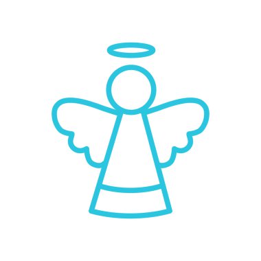 Melek simgesi. Beyaz arka planda izole edilmiş. Mavi simge setinden