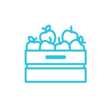 Elma kutusu. Beyaz arka planda izole edilmiş. Mavi simge setinden.