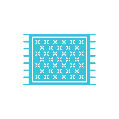 Halı simgesi. Beyaz arka planda izole edilmiş. Mavi simge setinden.